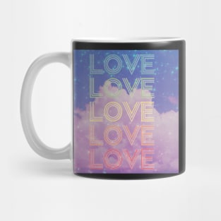 love,repeatedly Lettering,stars in the night sky,pastel colored painting,violet Mug